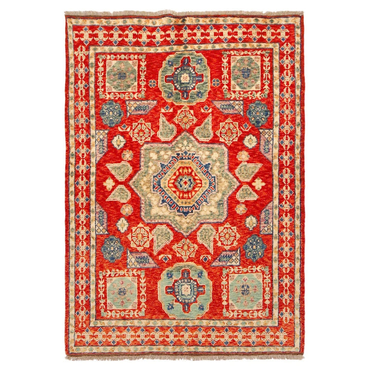 Red Afghan Shiraz Rug 4' 2" x 6' 0" Hand-Knotted | No. AL95098