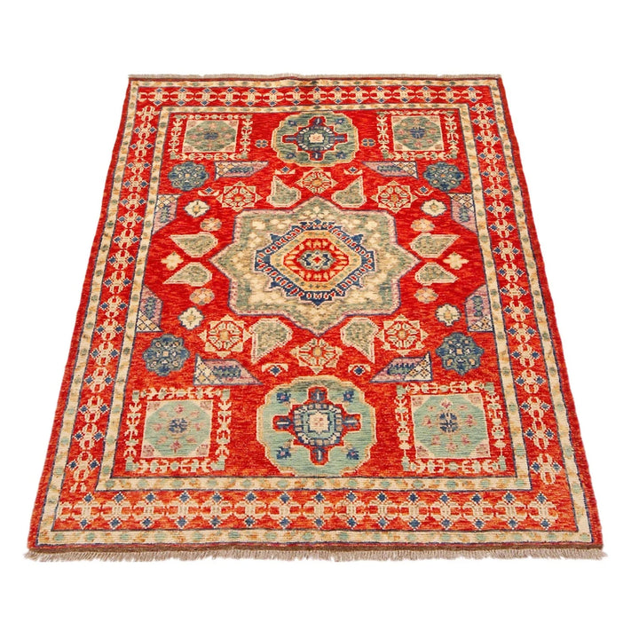 Red Afghan Shiraz Rug 4' 2" x 6' 0" Hand-Knotted | No. AL95098