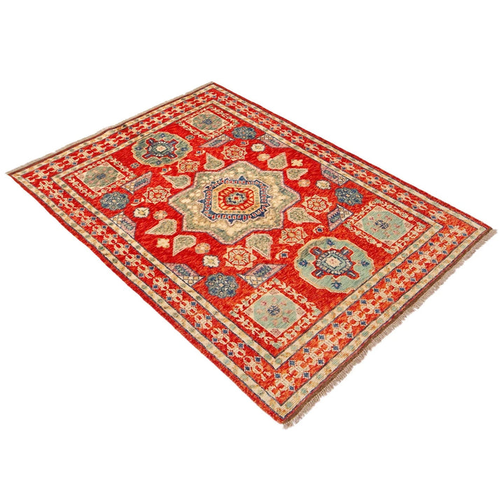 Red Afghan Shiraz Rug 4' 2" x 6' 0" Hand-Knotted | No. AL95098