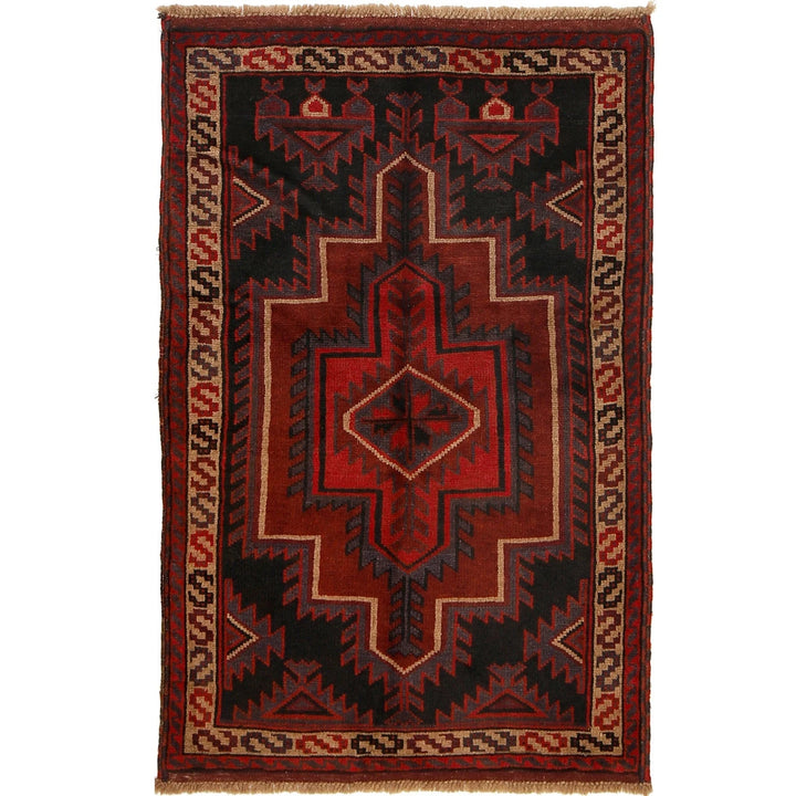 Afghan Baluchi Rug 2' 11" x 4' 6" Hand-Knotted | No. AL95107