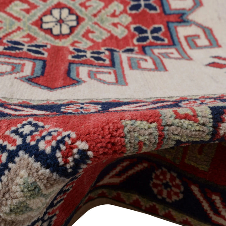 Beige Afghan Kazak Rug 8' 3" x 9' 8" Hand-Knotted | No. AL95111