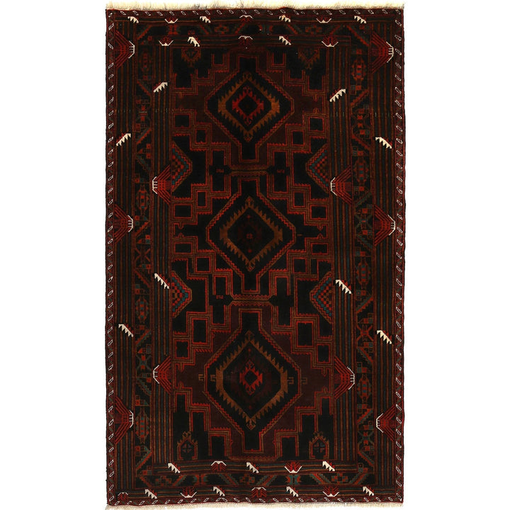 Afghan Baluchi Rug 4' 2" x 7' 2" Hand-Knotted | No. AL95155
