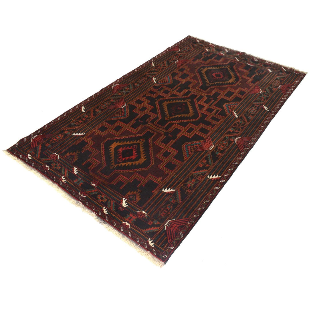 Afghan Baluchi Rug 4' 2" x 7' 2" Hand-Knotted | No. AL95155