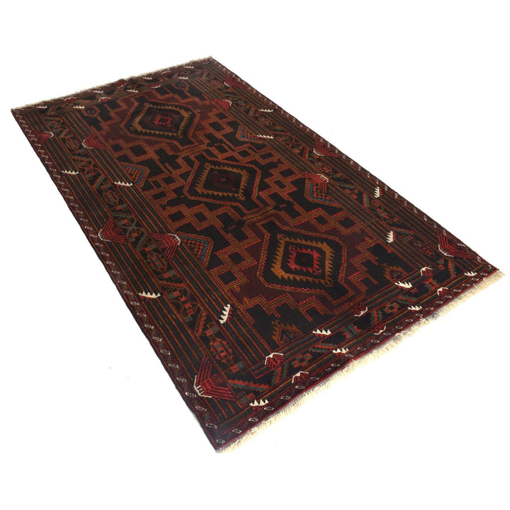 Afghan Baluchi Rug 4' 2" x 7' 2" Hand-Knotted | No. AL95155