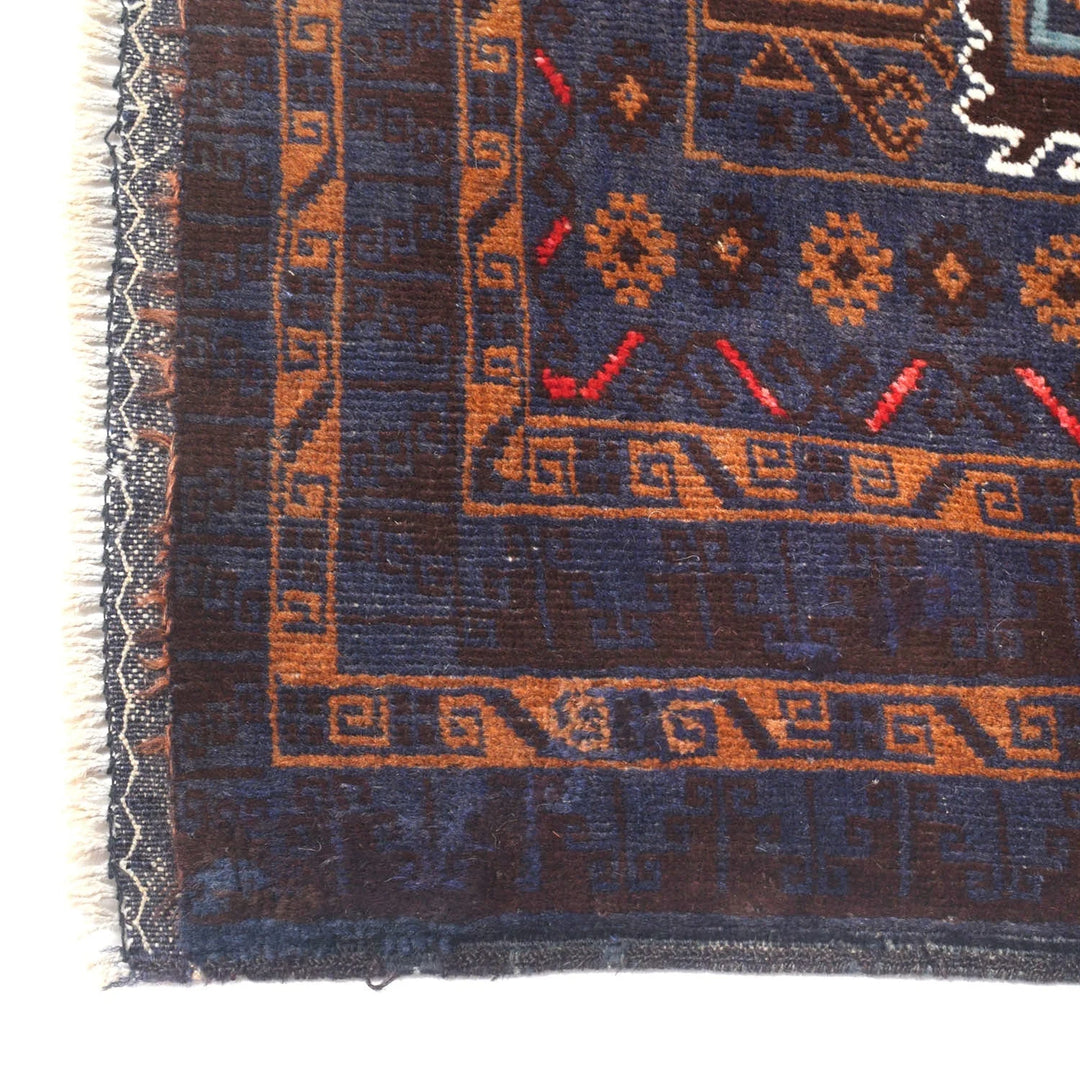 Afghan Baluchi Rug 3' 7" x 5' 11" Hand-Knotted | No. AL95164