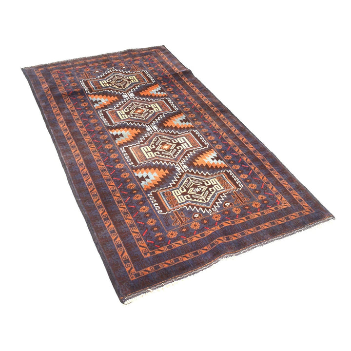 Afghan Baluchi Rug 3' 7" x 5' 11" Hand-Knotted | No. AL95164