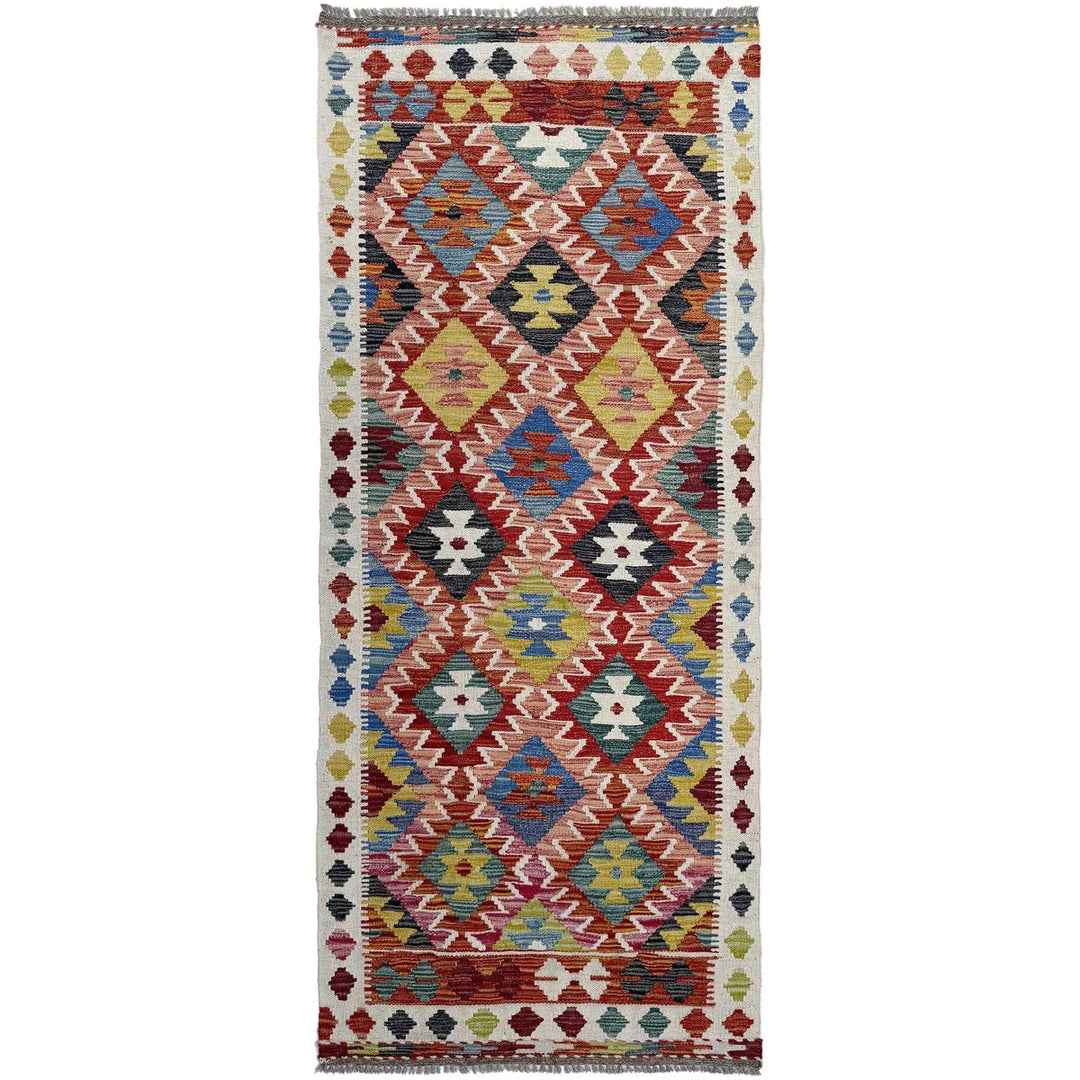 Afghan Vegetable Kilim Rug 2' 7" x 6' 9" Flat-Weave | No. AL95189