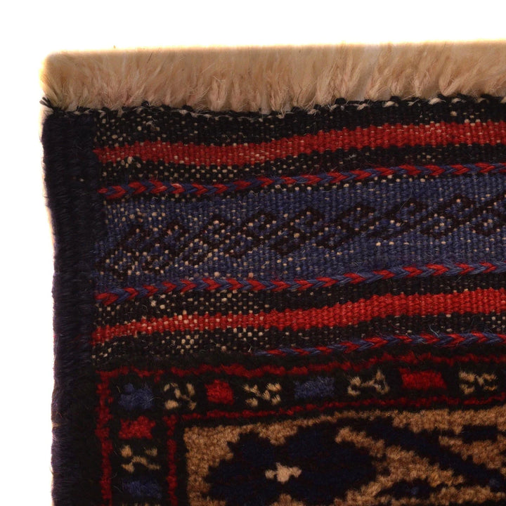 Red Afghan Baluchi Rug 3' 2" x 4' 9" Hand-Knotted | No. AL95205