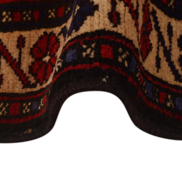Red Afghan Baluchi Rug 3' 2" x 4' 9" Hand-Knotted | No. AL95205