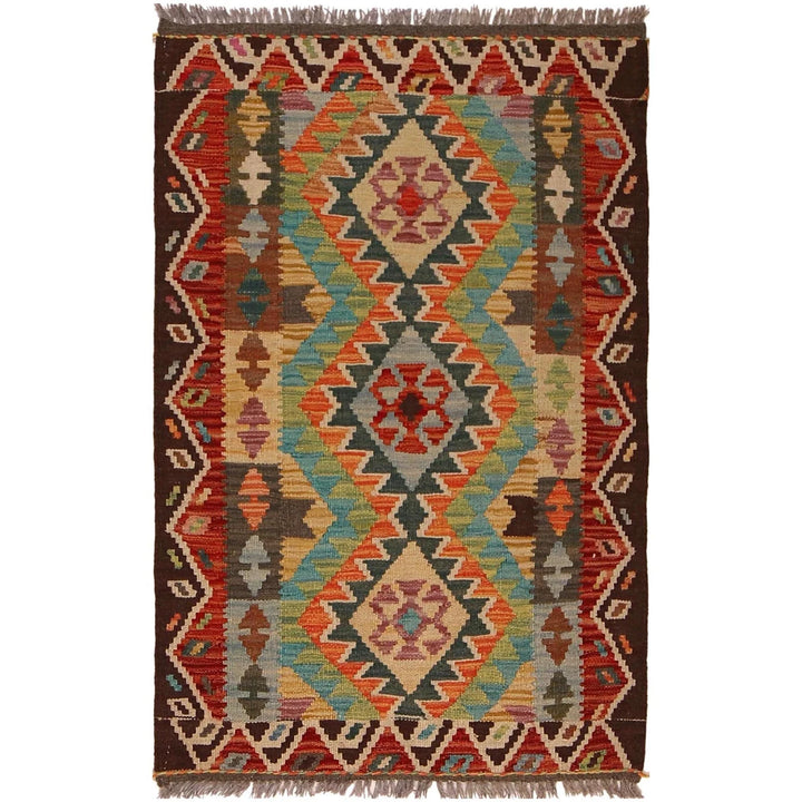 Afghan Kilim Rug 2' 7" x 4' 0" Flat-Weave | No. AL95280