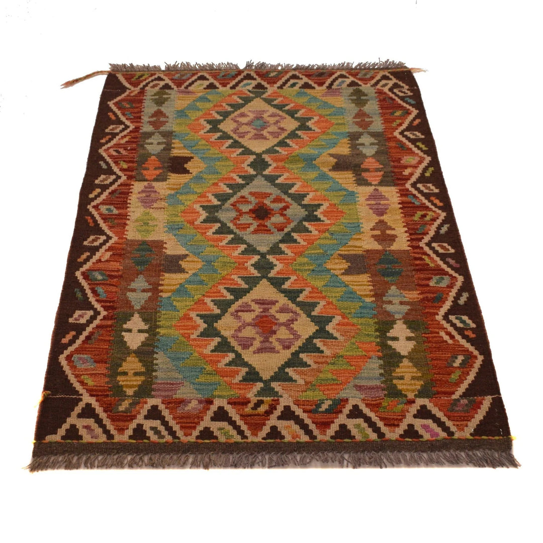 Afghan Kilim Rug 2' 7" x 4' 0" Flat-Weave | No. AL95280