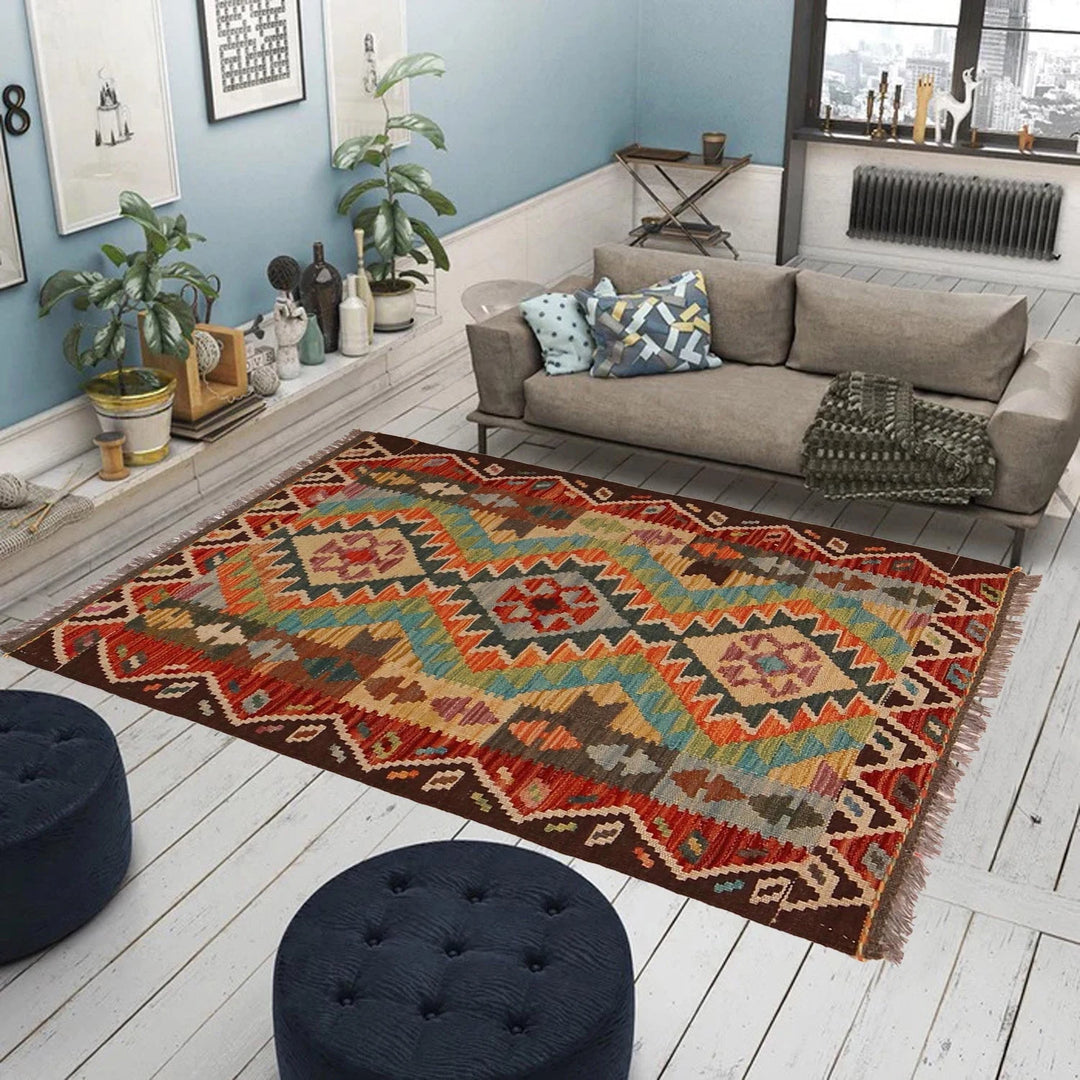 Afghan Kilim Rug 2' 7" x 4' 0" Flat-Weave | No. AL95280