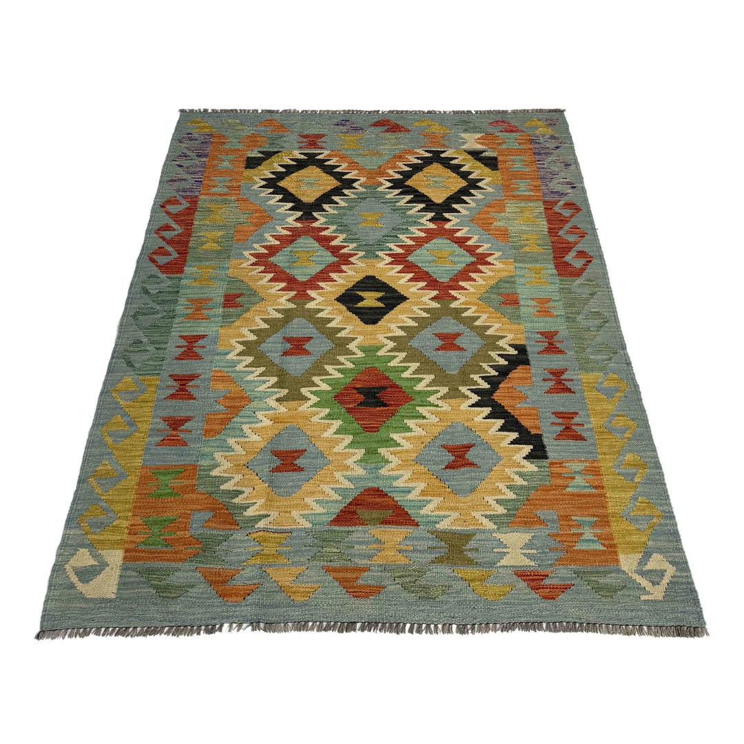Afghan Vegetable Kilim Rug 4' 0" x 6' 6" Flat-Weave | No. AL952893