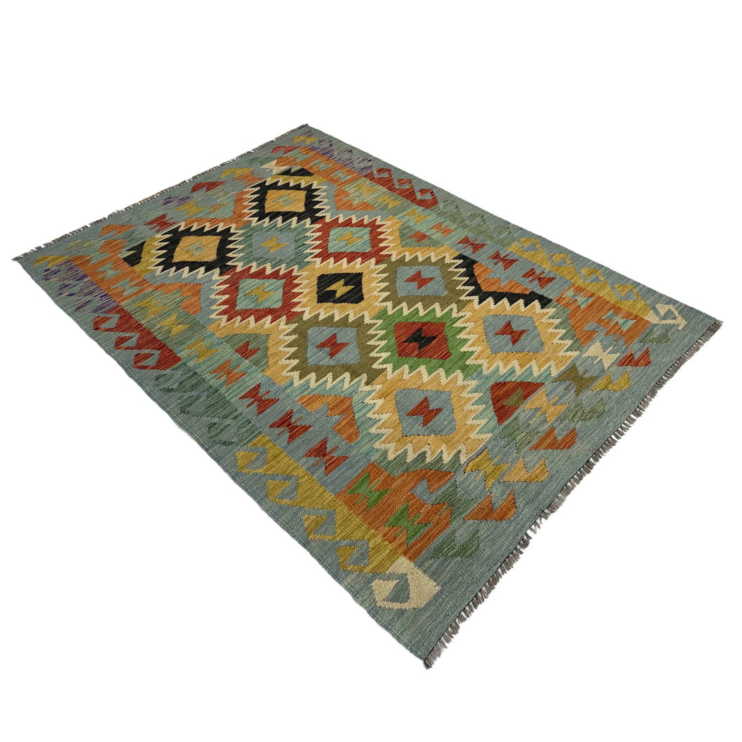 Afghan Vegetable Kilim Rug 4' 0" x 6' 6" Flat-Weave | No. AL952893