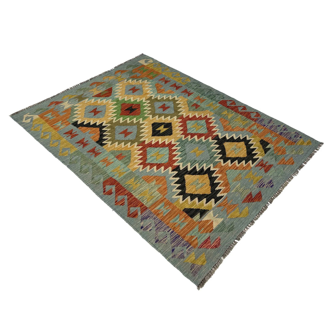Afghan Vegetable Kilim Rug 4' 0" x 6' 6" Flat-Weave | No. AL952893