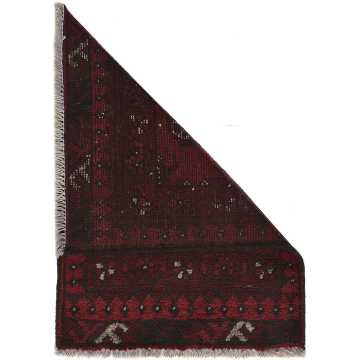 Red Afghan Oriental Rug 1' 7" x 2' 2" Hand-Knotted | No. AL95313