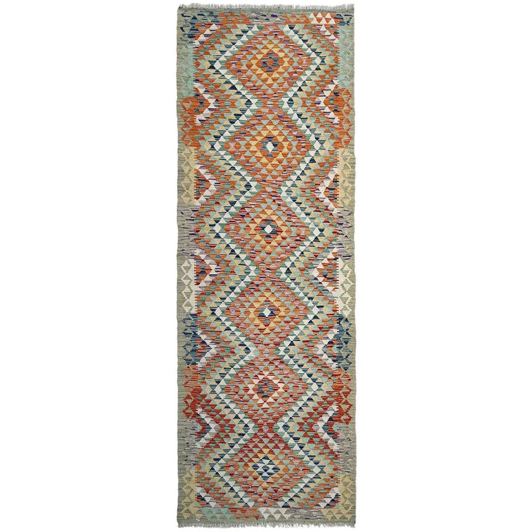 Afghan Vegetable Kilim Rug 2' 10" x 9' 5" Flat-Weave | No. AL953200