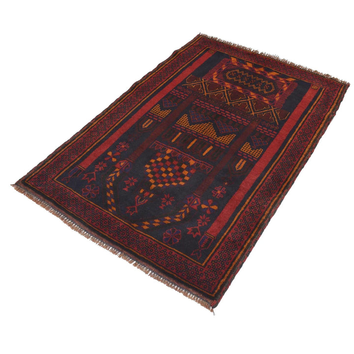 Afghan Prayer Rug 3' 3" x 4' 10" Hand-Knotted | No. AL95324