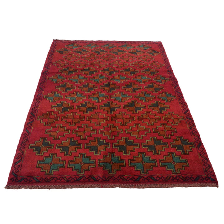 Afghan Baluchi Rug 4' 2" x 6' 4" Hand-Knotted | No. AL95326
