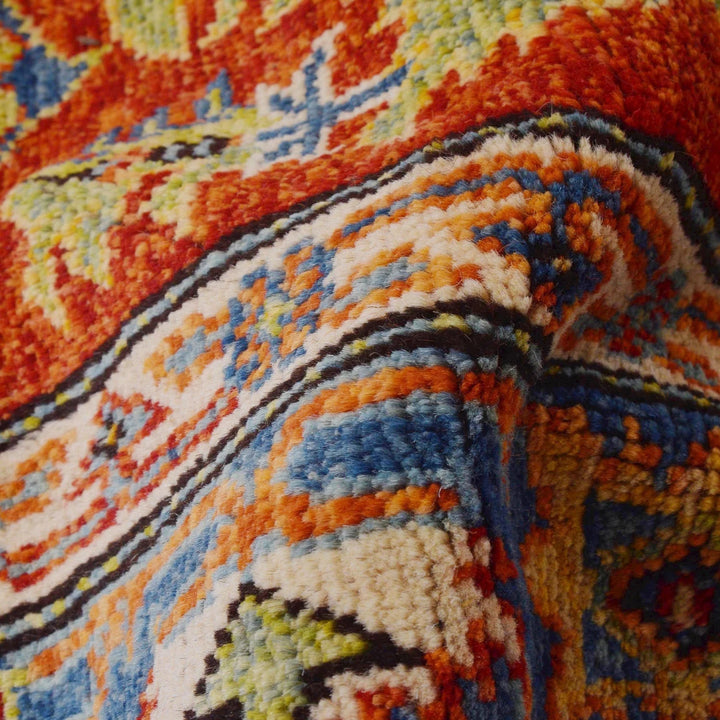 Red Afghan Oushak Rug 4' 11" x 6' 6" Hand-Knotted | No. AL95356