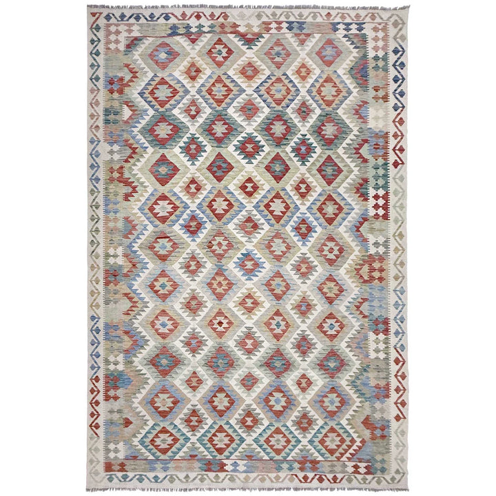 Afghan Vegetable Kilim Rug 8' 0" x 11' 8" Flat-Weave | No. AL95604