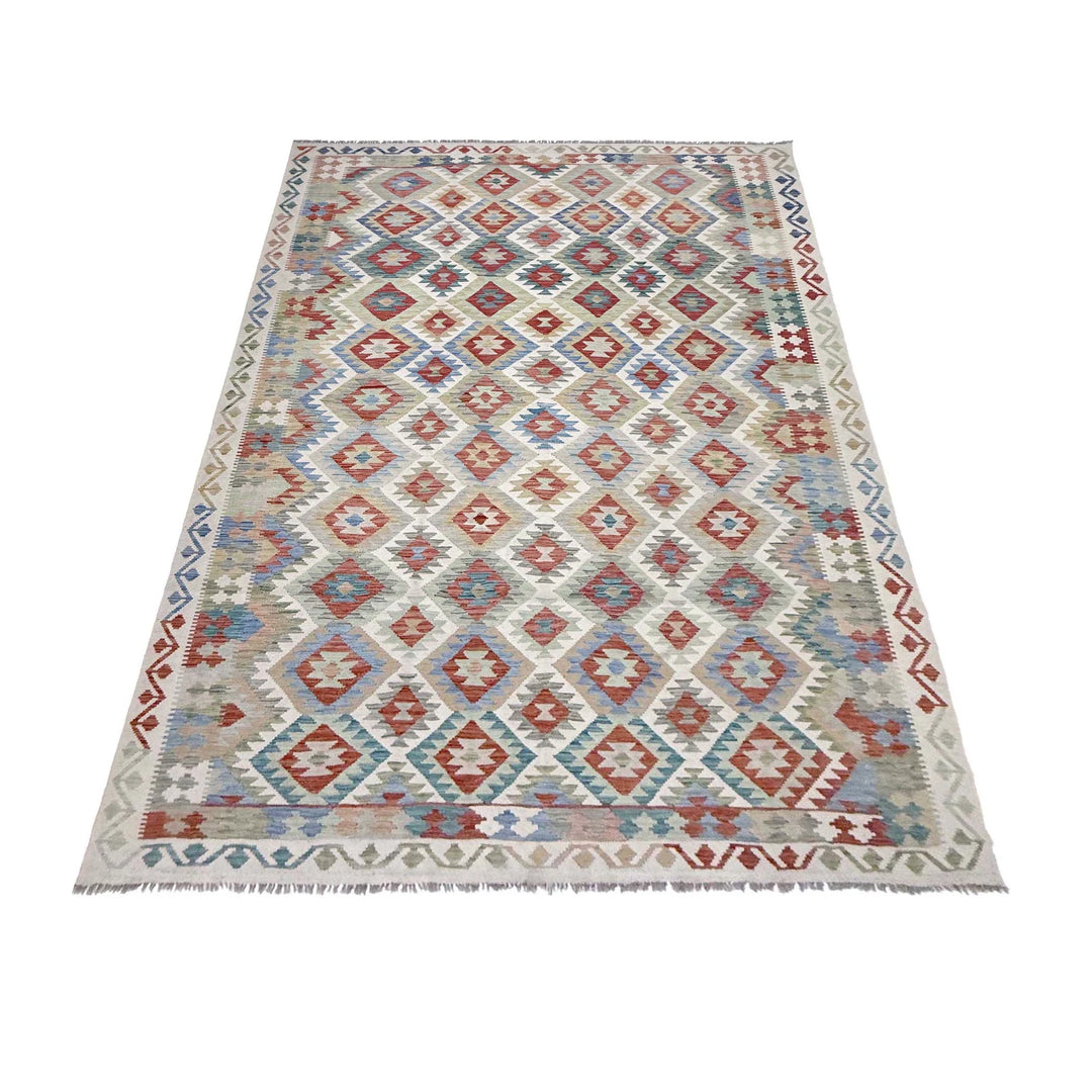 Afghan Vegetable Kilim Rug 8' 0" x 11' 8" Flat-Weave | No. AL95604