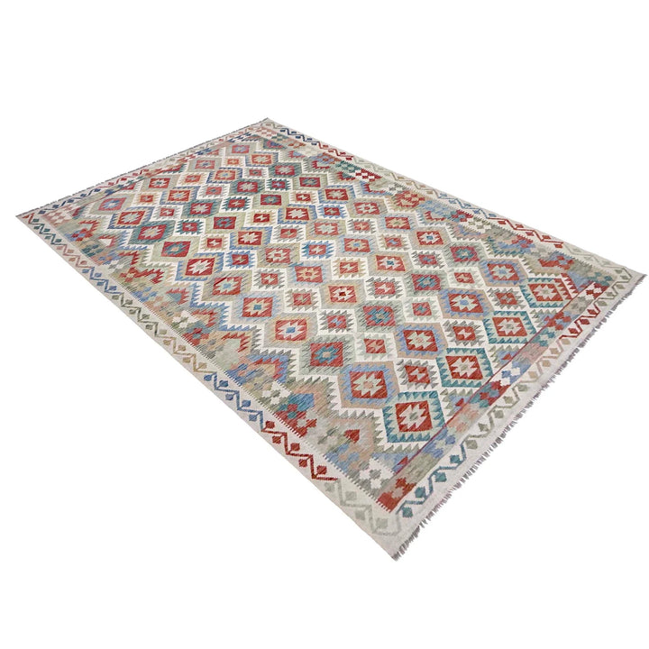 Afghan Vegetable Kilim Rug 8' 0" x 11' 8" Flat-Weave | No. AL95604