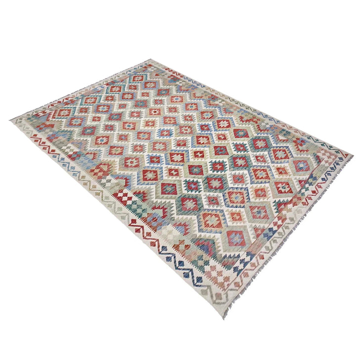 Afghan Vegetable Kilim Rug 8' 0" x 11' 8" Flat-Weave | No. AL95604