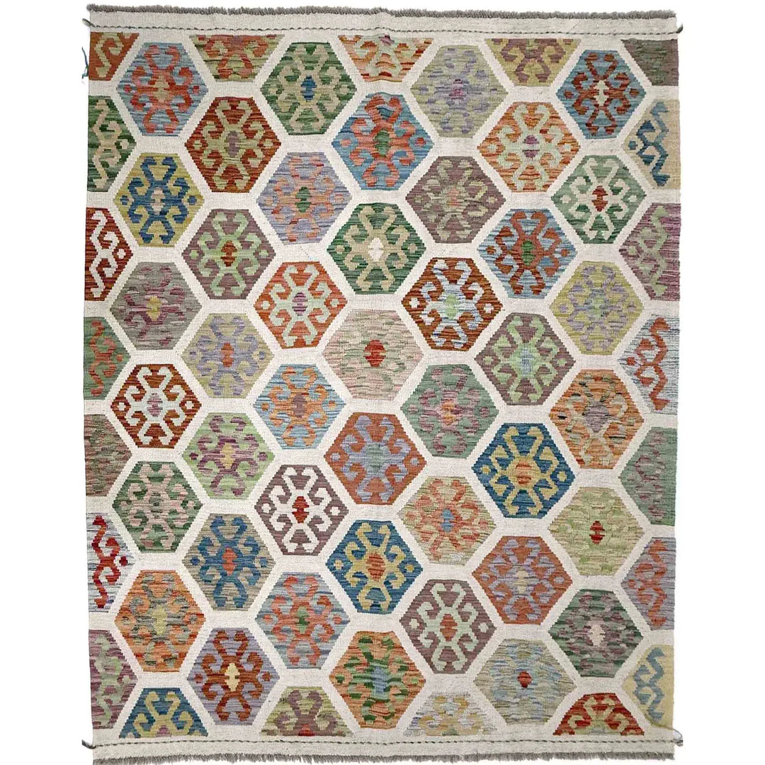 Afghan Kilim Rug 6' 2" x 8' 1" Hand-Woven | No. AL95607