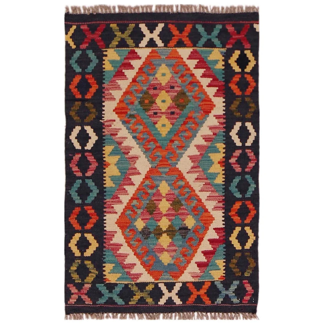 Afghan Kilim Rug 2' 0" x 3' 1" Flat-Weave | No. AL95695