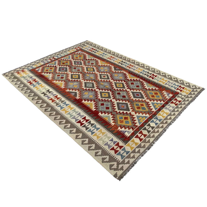 Afghan Vegetable Kilim Rug 6' 8" x 10' 1" Flat-Weave | No. AL95711