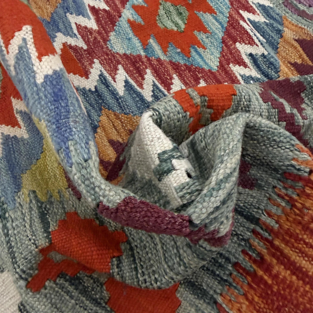 Afghan Vegetable Kilim Rug 3' 9" x 4' 11" Flat-Weave | No. AL957272