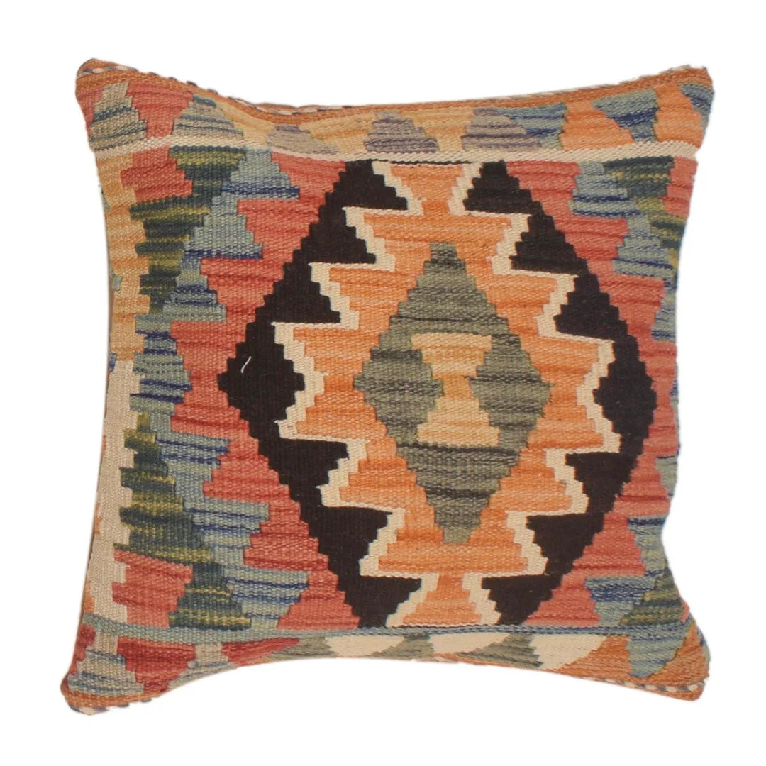 Afghan Kilim Cushion Cover 1' 6" x 1' 6" Flat-Weave | No. AL95733