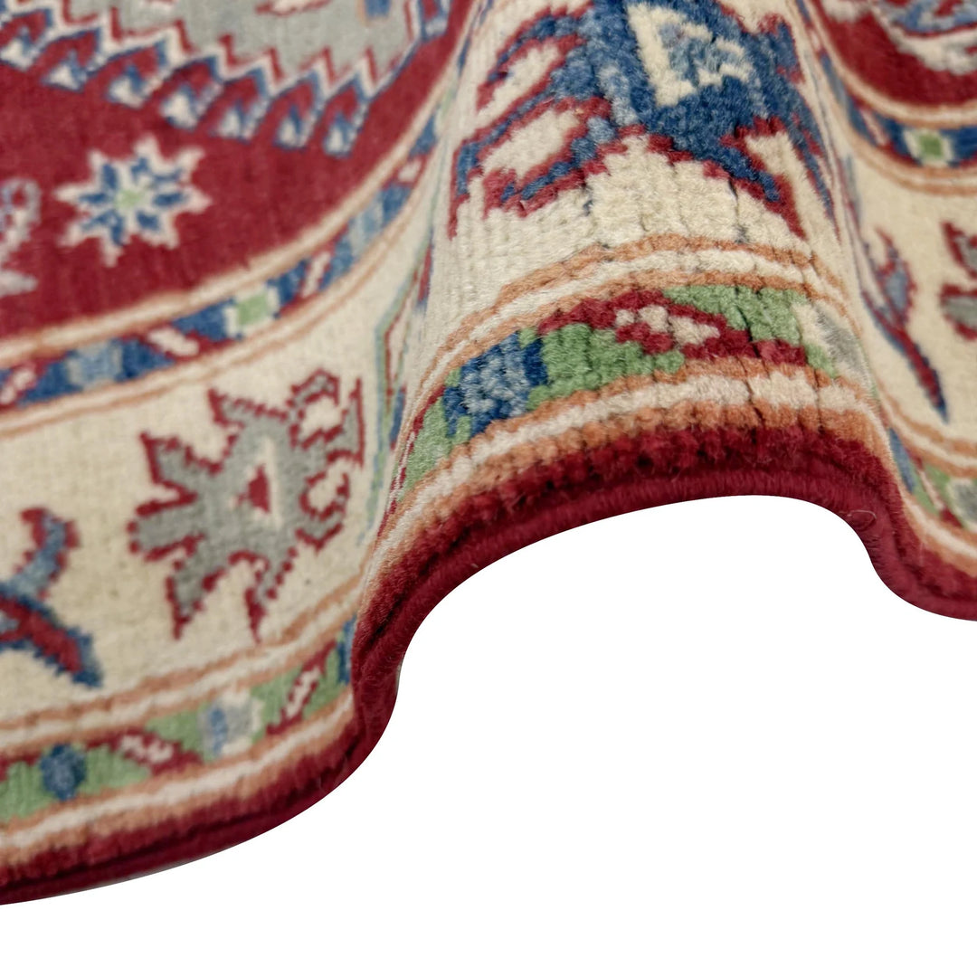 Red Afghan Kazak Rug 2' 6" x 9' 7" Hand-Knotted | No. AL95831