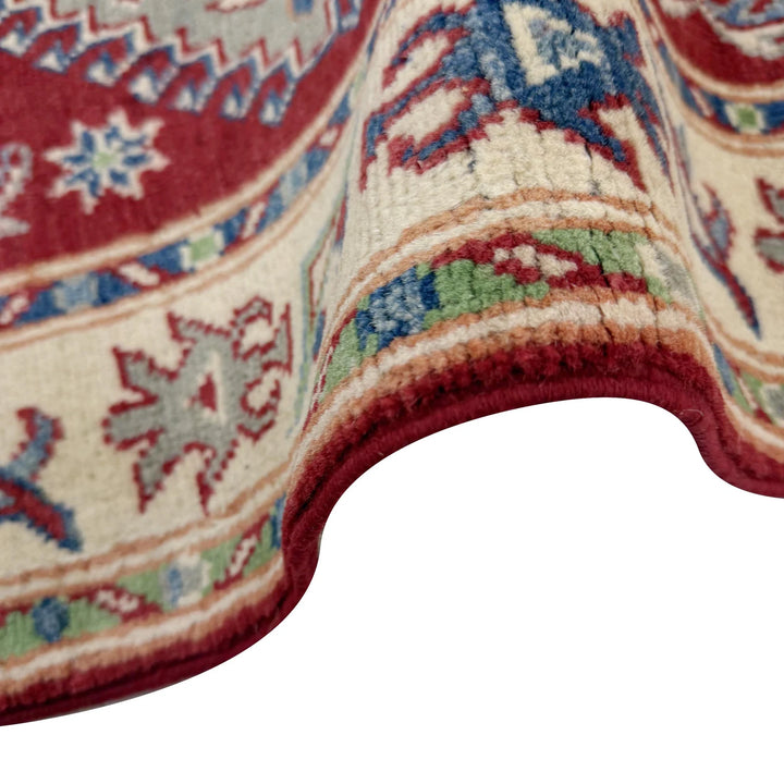 Red Afghan Kazak Rug 2' 6" x 9' 7" Hand-Knotted | No. AL95831
