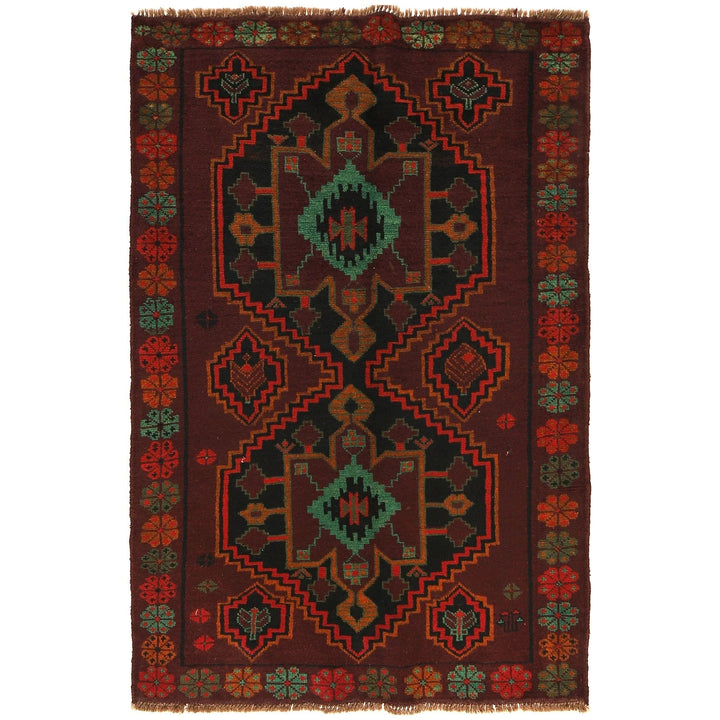 Afghan Baluchi Rug 4' 1" x 6' 2" Hand-Knotted | No. AL95832