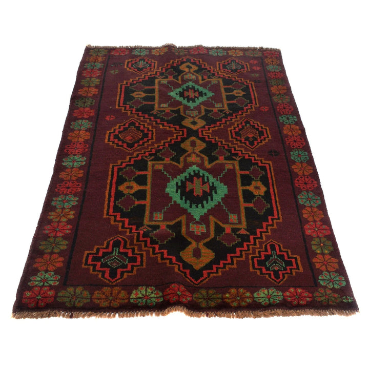 Afghan Baluchi Rug 4' 1" x 6' 2" Hand-Knotted | No. AL95832