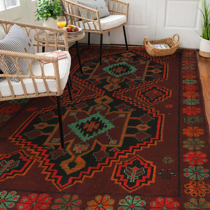 Afghan Baluchi Rug 4' 1" x 6' 2" Hand-Knotted | No. AL95832