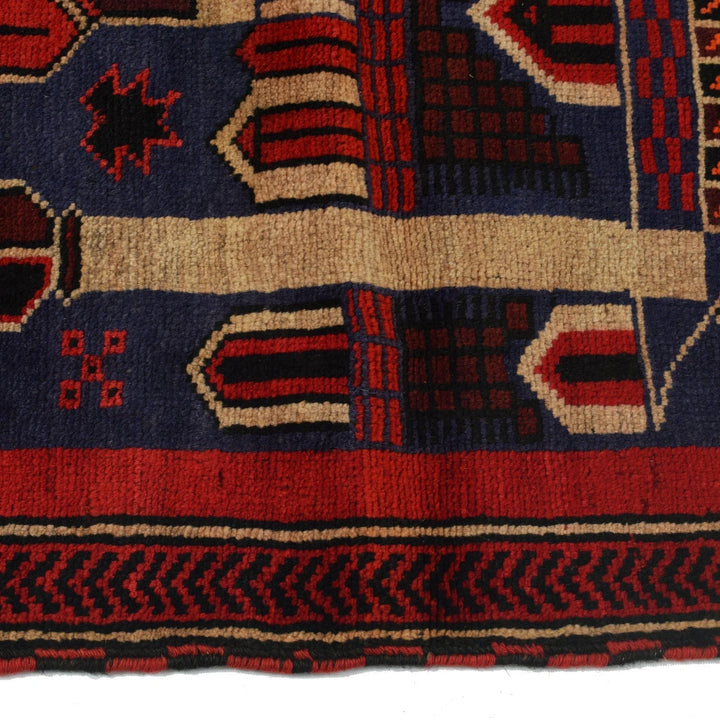 Afghan Baluchi Rug 2' 8" x 4' 2" Hand-Knotted | No. AL95871