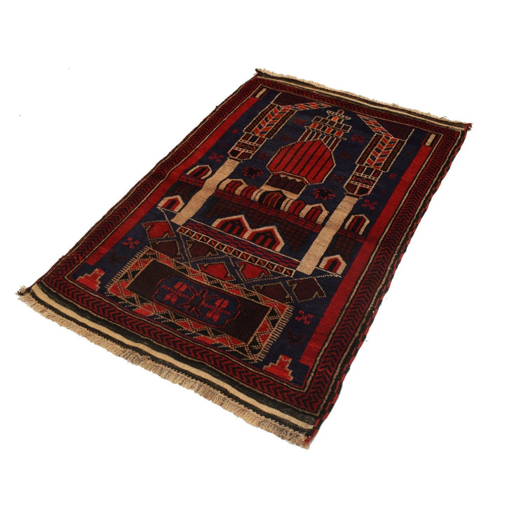 Afghan Baluchi Rug 2' 8" x 4' 2" Hand-Knotted | No. AL95871