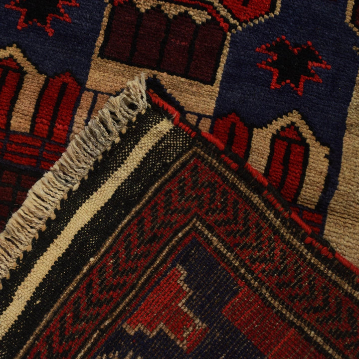 Afghan Baluchi Rug 2' 8" x 4' 2" Hand-Knotted | No. AL95871