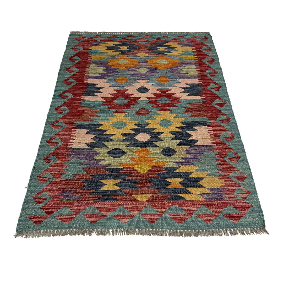 Afghan Vegetable Kilim Rug 2' 7" x 4' 0" Flat-Weave | No. AL959317