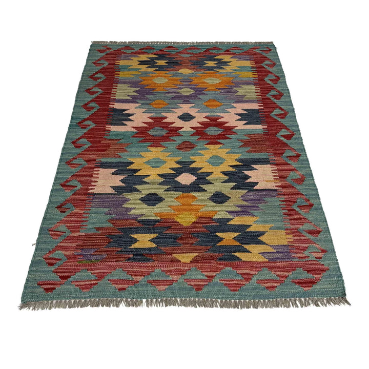 Afghan Vegetable Kilim Rug 2' 7" x 4' 0" Flat-Weave | No. AL959317