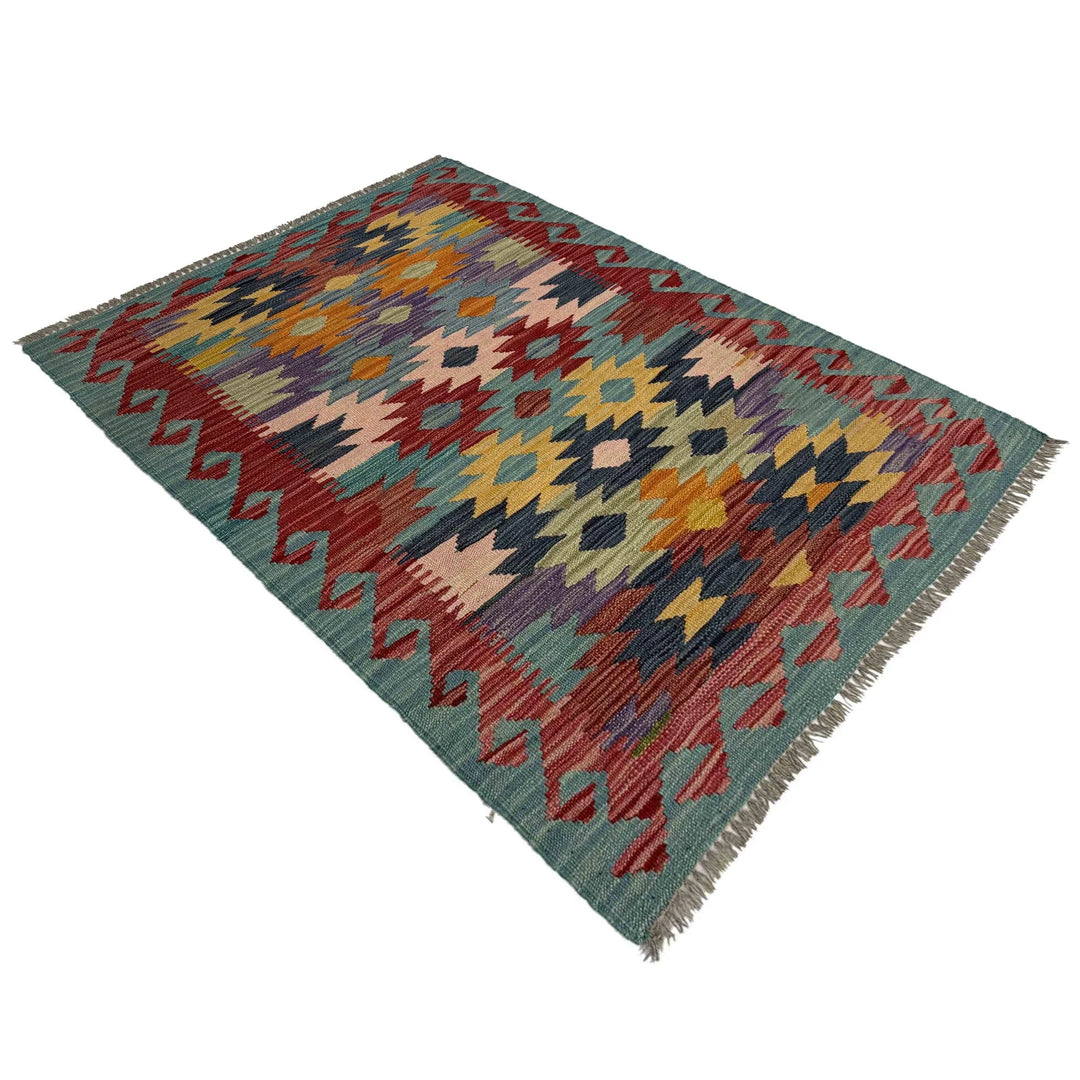 Afghan Vegetable Kilim Rug 2' 7" x 4' 0" Flat-Weave | No. AL959317