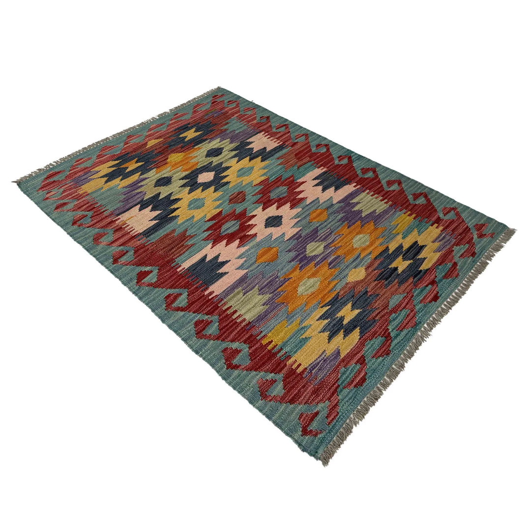 Afghan Vegetable Kilim Rug 2' 7" x 4' 0" Flat-Weave | No. AL959317