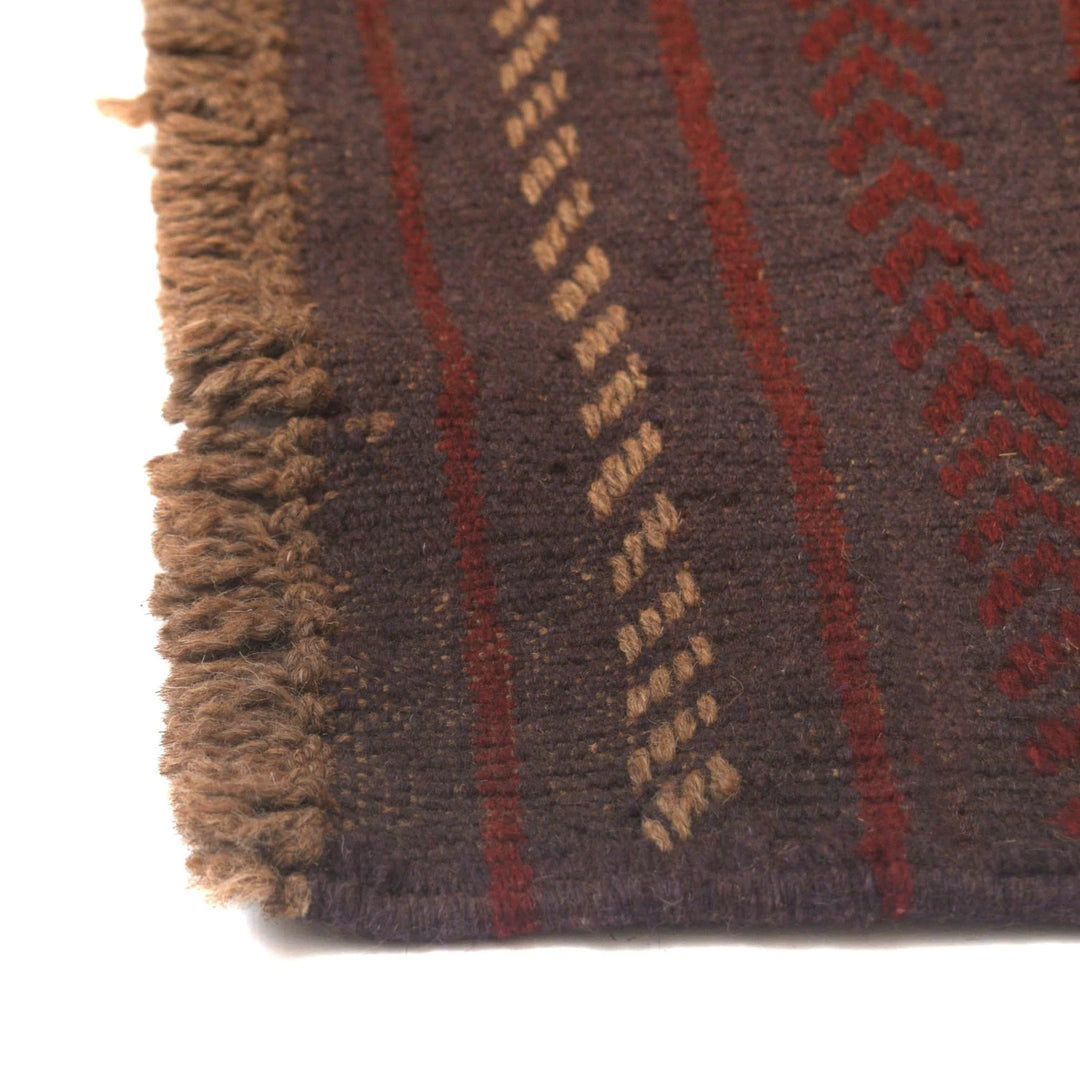 Red Afghan Mashwani Rug 2' 2" x 7' 6" Hand-Knotted | No. AL95984