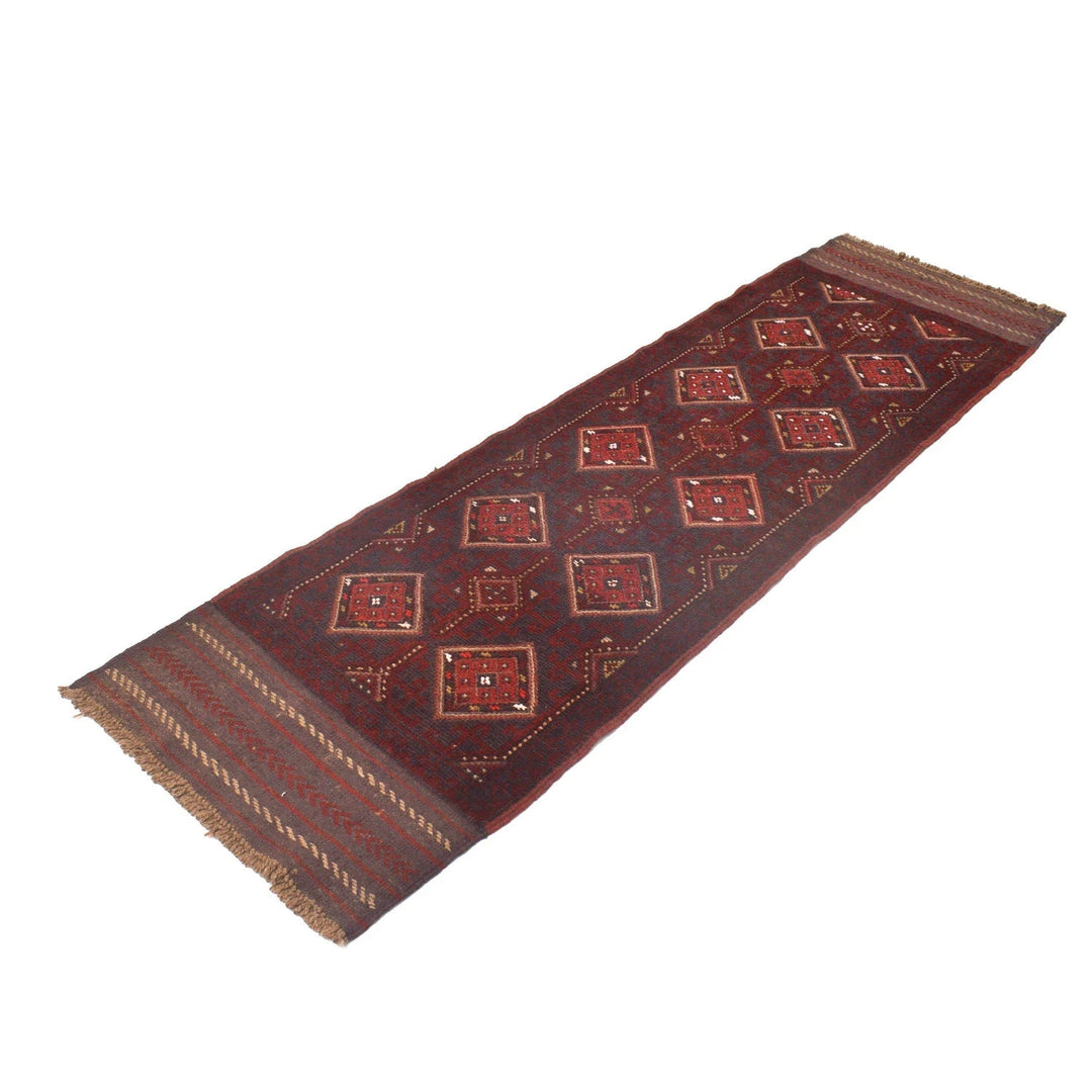 Red Afghan Mashwani Rug 2' 2" x 7' 6" Hand-Knotted | No. AL95984