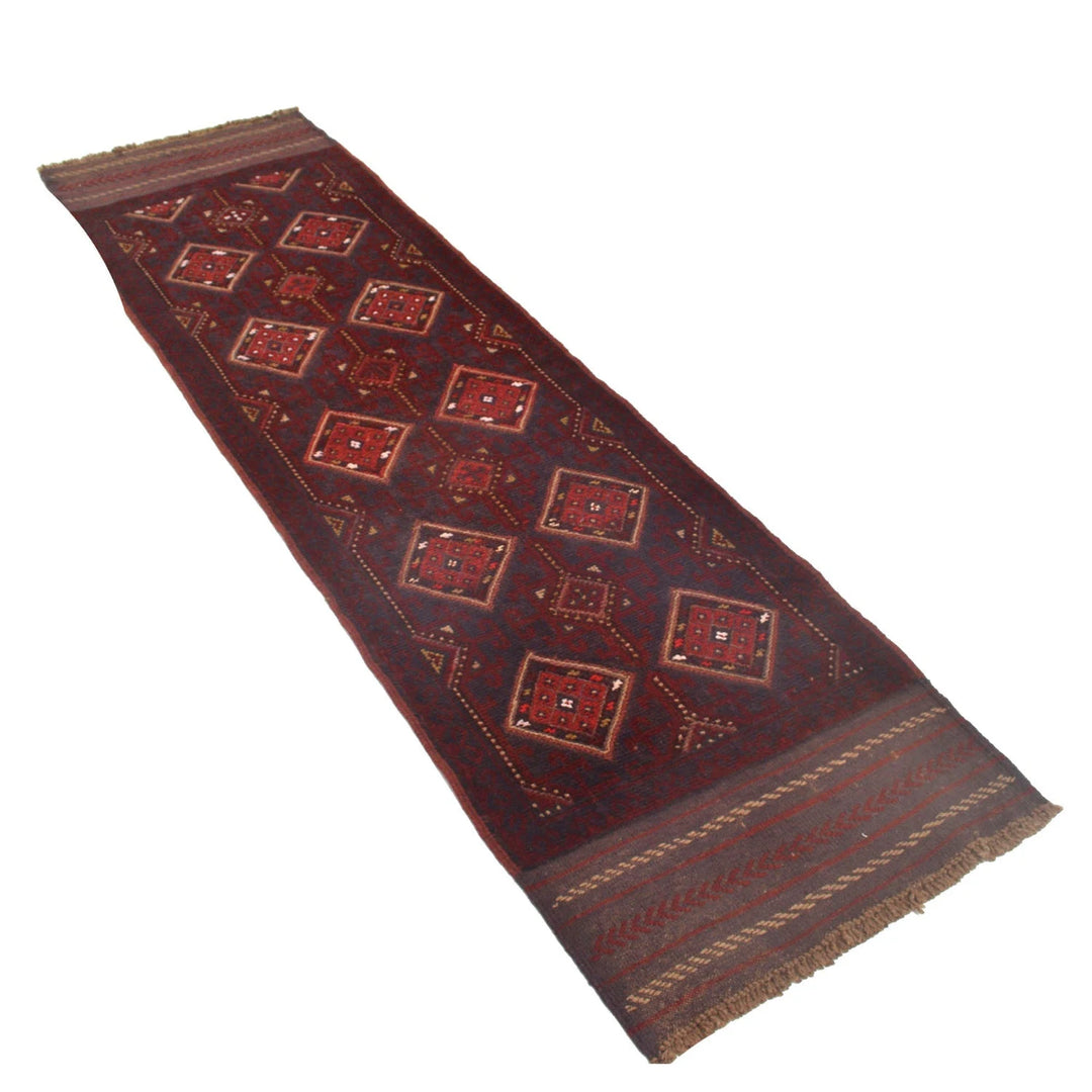 Red Afghan Mashwani Rug 2' 2" x 7' 6" Hand-Knotted | No. AL95984