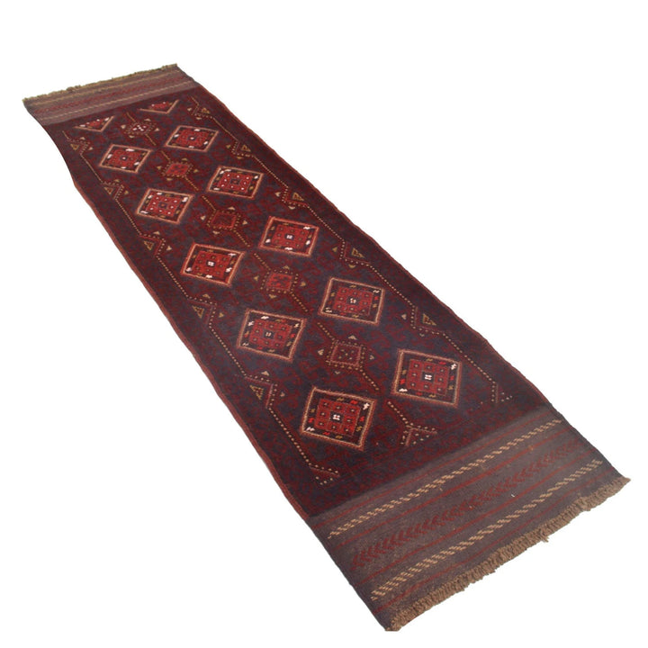 Red Afghan Mashwani Rug 2' 2" x 7' 6" Hand-Knotted | No. AL95984