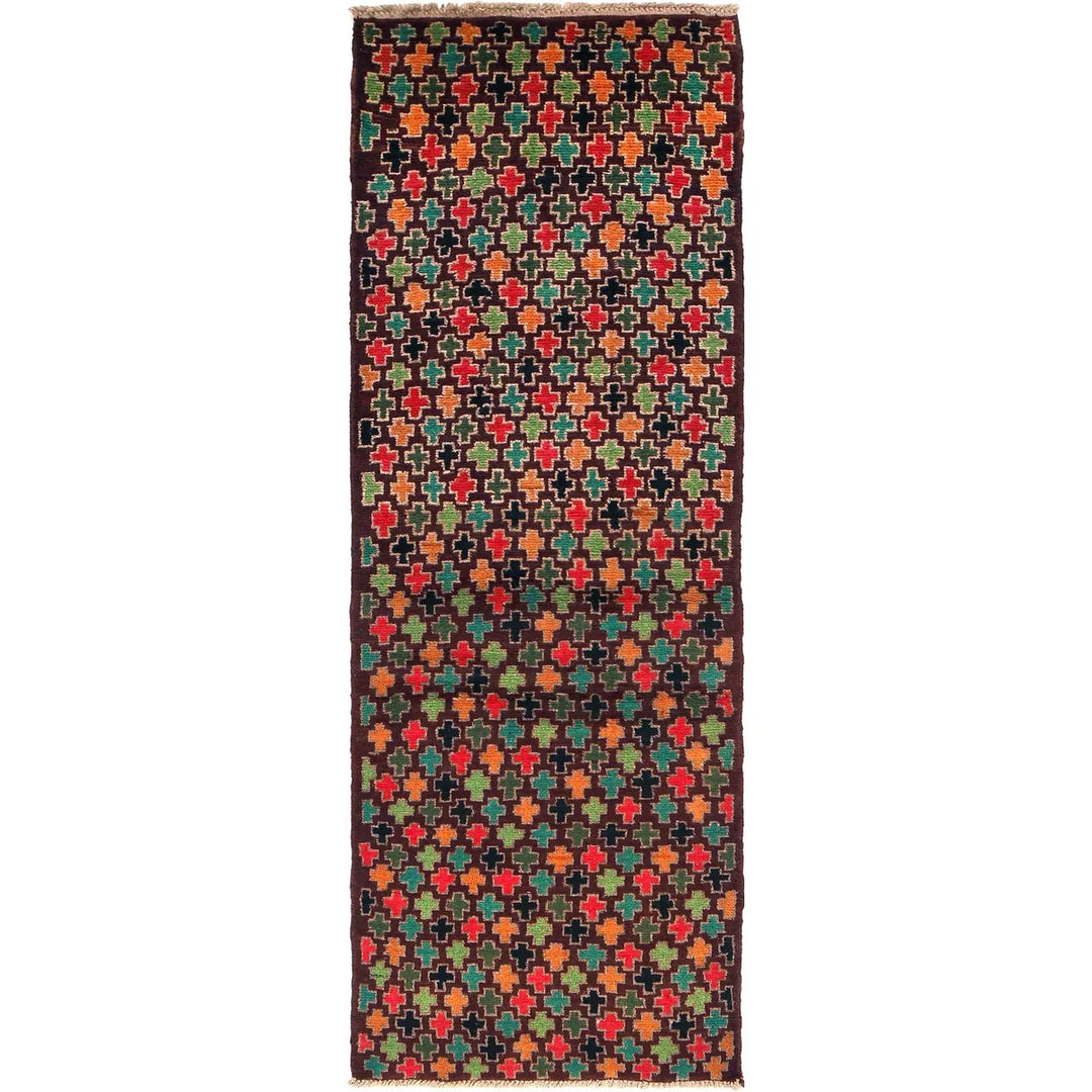 Afghan Baluchi Rug 2' 2" x 6' 7" Hand-Knotted | No. AL96044